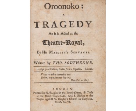 Sammelband of 17th century plays.- Behn (Aphra).- Southerne (Thomas) Oroonoko: A Tragedy, first edition, with final blank, ma