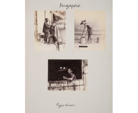 South East Asia.- [Collection of 29 vintage photographic prints], mounted on 27 stiff card leaves, 3 tinted, some captioned i
