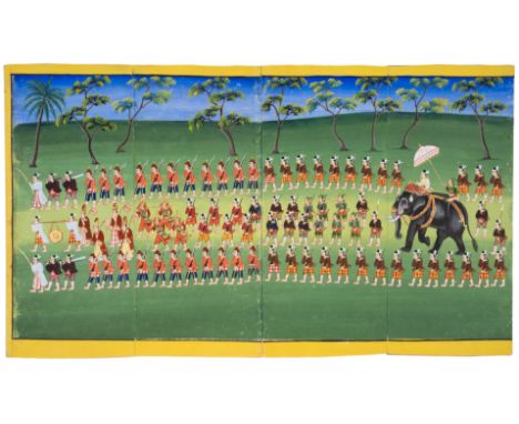 Burma.- Burmese School (probably circa 1870s) Folding manuscript, or parabaik, of festivities and processions, from the Court