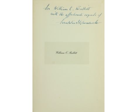 "I have seen War... I hate War"Signed Presentation Copy to William C. BullittRoosevelt (Franklin D.) Address of Franklin D. R