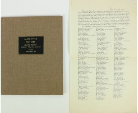 Only Separate PublicationJoyce (James)   A Protest against Plagiarism. An original printed copy of the protest and appeal iss