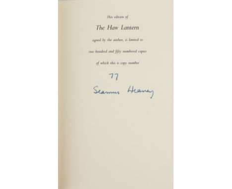Signed Limited EditionHeaney (Seamus) The Haw Lantern, 8vo N.Y. (Farrar, Straus, Giraux) 1987, Limited Edn., No. 77 (250) Cop