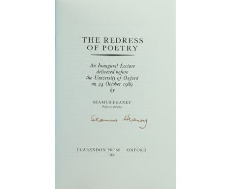 Heaney (Seamus) The Redress of Poetry - An Inaugural Lecture delivered before the University of Oxford on 24 October 1989, pa