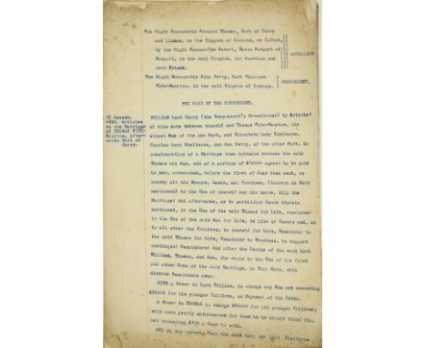 Typescript of a 1752 Court Case Regarding Lands in KerryCo. Kerry:  Typescript (22 pp) of a case to be heard by the Irish Hou