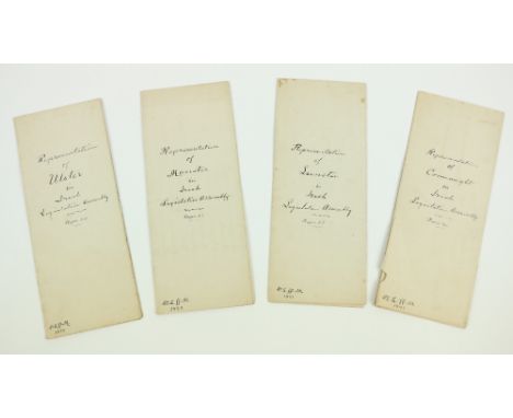 Ffrench-Mullen, St. L. 'Irish Legislative Assembly.' A collection of four manuscript sheets outlining the proposed representa