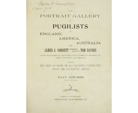 Pugilists: Edwards (Billy) The Portrait Gallery of Pugilists of England, America, Australia from James J. Corbett running bac