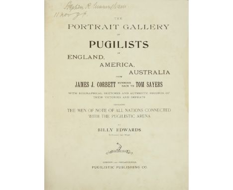 Pugilists: Edwards (Billy) The Portrait Gallery of Pugilists of England, America, Australia from James J. Corbett running bac