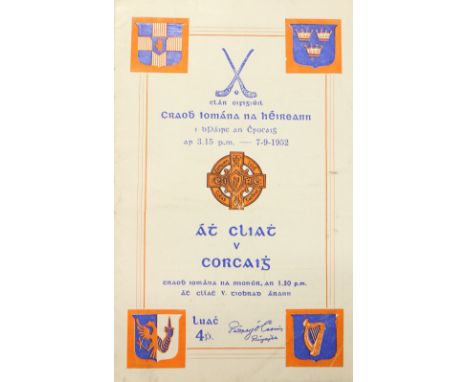 1952 All-Ireland Hurling FinalG.A.A. Programme 1952, Craobh Iomana na hEireann i bPairc an Chrocaigh 7.9.1952, Dublin V. Cork