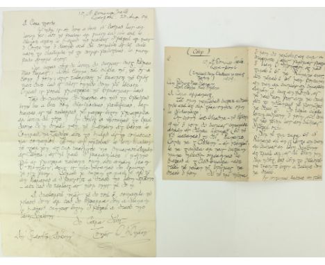 [Hyde (Dr. Douglas)] O'hOnain (Tomas) ALs. one page folio, to An Craoibhin Aoibhinn, from a Liverpool address 23.8(19)09, in 