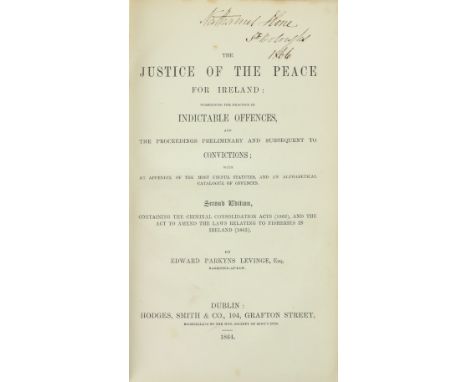 Legal interest: Dutton (Matt) & Warren (T.) The Office and Authority of a Justice of Peace for Ireland, 8vo D. 1727, Second E
