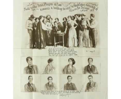 V. Rare Hugh Lane Association ItemAbbey Theatre: A printed Linen Handkerchief, inscribed Sold by the Irish Players at $1.00 t
