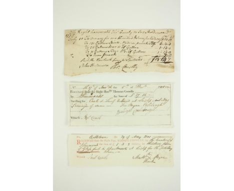 Conolly (Thomas) of Castletown. Three manuscript Documents, c. 1775 - 1801, as follows: 1. 10th July 1775. John Henerson's Bi
