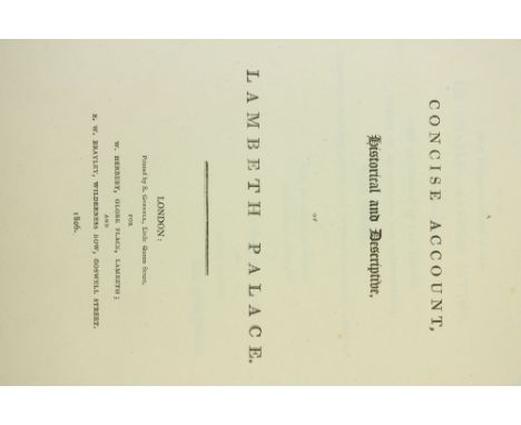 Herbert (W.) Publishers, [Brayley (E.W.), Herbert (Wm.)] A Concise Account Historical and Descriptive of Lambeth Palace, 4to 