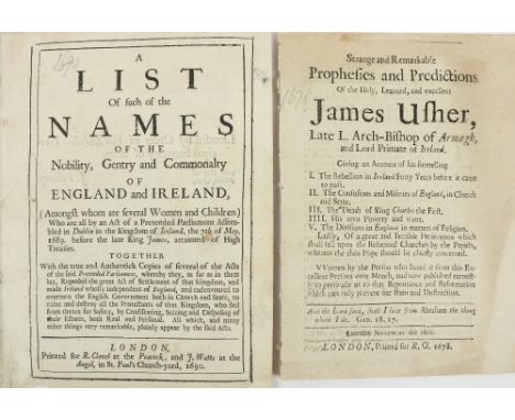 Possibly Unique IssueUssher (James) Strange and Remarkable Prophesies and Predictions of the Holy, Learned, and Excellent Jam