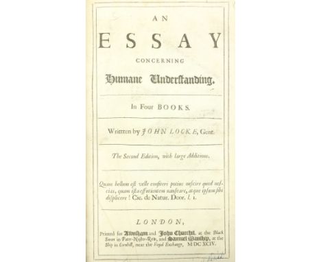 Locke (John) An Essay Concerning Humane Understanding, in Four Books, folio L. (A. &amp; J. Churchill) 1694, Second Edn, port