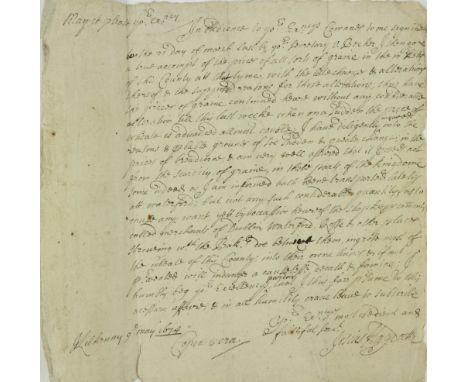The 17th Century Grain Crisis in KilkennyCo. Kilkenny: [Haydocke (Josiah)] An interesting 17th Century Manuscript Document se