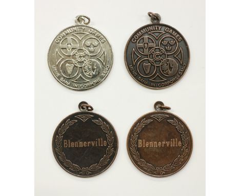 Medals: Sport [Co. Kerry] A set of 4 Medals (3 bronze and one plated) for the "Community Games," each obverse with ornate des