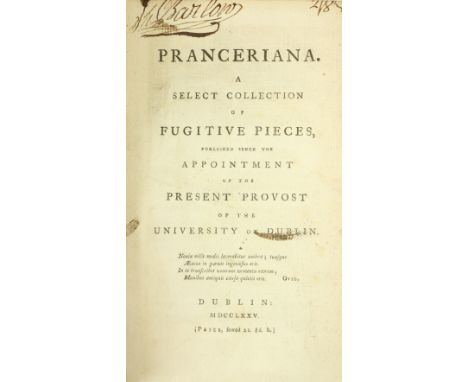[Duigenan (Dr. P.) & others] .. Pranceriana. A Select Collection of Fugitive Pieces Published since the Appointment of the Pr