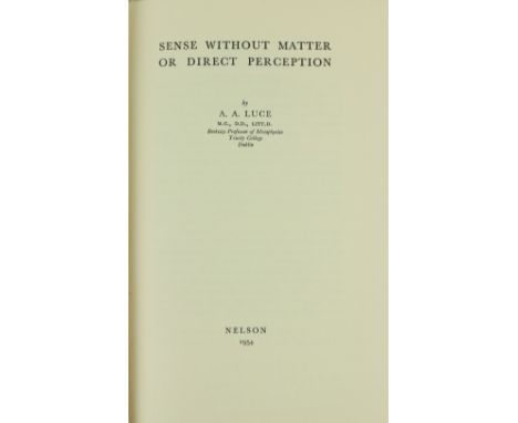 Some Inscribed Presentation Copies[Berkeley] Luce (A.A.) Sense Without Matter, or Direct Perception, 8vo L. 1954. First Edn.,