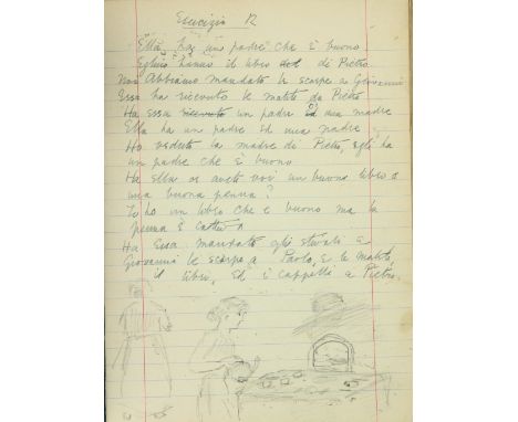 Manuscript Exercise BookGore Booth (Eva) A small octavo notebook containing Italian language exercises, with label inscribed 