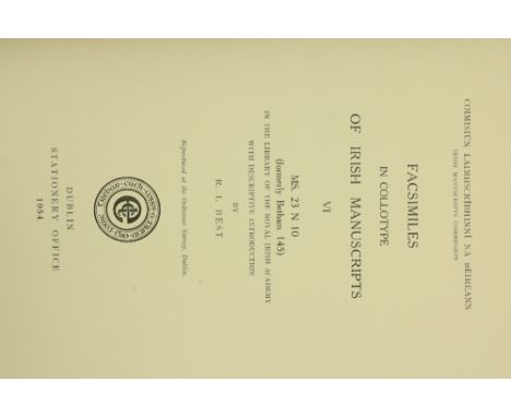R.I.A.:  Best (R.I.) and MacNeill (Eoin) The Annals of Inisfallen folio D.1933.  First Edn., 57 full page facsimiles, orig. b