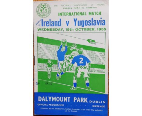 Controversial Irish Soccer Match in 1955Soccer: F.A.I., 1955, An official Match Programme "Ireland Versus Yugoslavia, Wednesd