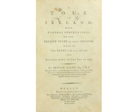Young (Arthur) A Tour in Ireland, with General Observations, 2 vols. 8vo D. 1780. First Dublin Edn., later hf. mor. (2)