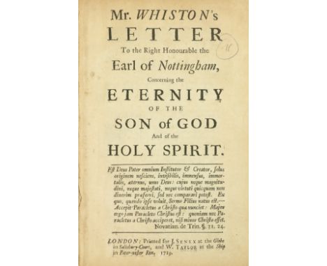 Whiston (Wm.) Memoirs of the Life and Writings of Mr. William Whiston... Written by Himself thick 8vo L. (for the Author) 174