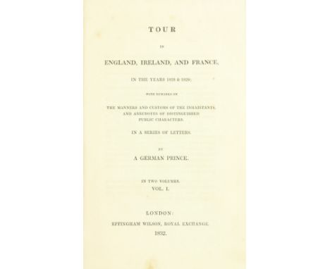 Rare Irish Travel BookCharles Sneyd Edgeworth's Copy[Pukcler-Muskau (Hermann Ludwig Heinrich, Prinz Van)] Tour in England, Ir