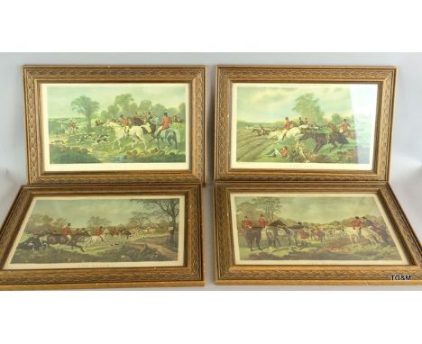 4 x Prints of  Herrings Fox Hunting scenes set 1428 52 x 35cm 