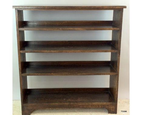 Dark stained narrow four shelf bookcase 105 x 100 x 30