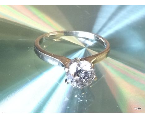 A 14ct White gold diamond Solitaire of 1ct Approx size K