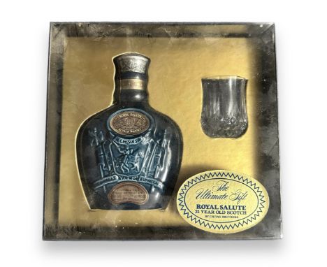Chivas - Royal Salute Scotch Whiskey Gift Set. Including sealed unopened 200ml bottle and one small glass. In original packag