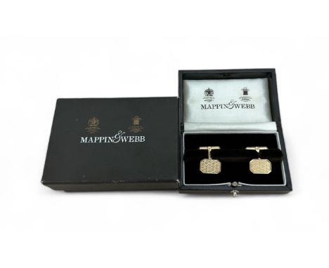Mappin &amp; Webb cased pair of 9ct octagonal cufflinks. Weight approx. 8.32g. 