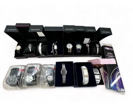 14 boxed watches, nearly all either sealed or in as new condition. Includes 11 Sekonda watches, two Avia watches, a Seksy wat