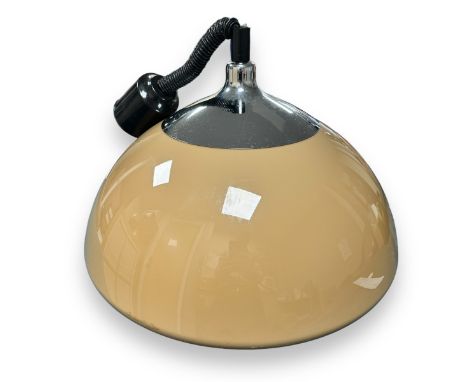 Vintage mid-century “space age” large mushroom ceiling lamp shade. Curved plastic, chrome fitting. Unmarked. Diameter 50cm, h
