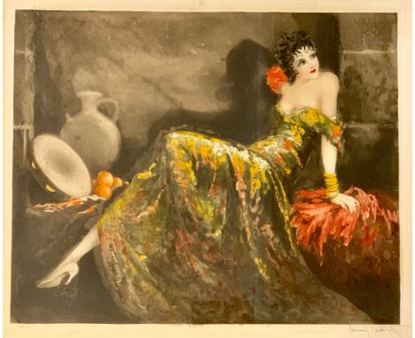Louis Icart (French, 1888-1950), ‘Gay Senorita Gitane’ original drypoint etching with aquatint signed in pencil. Signed in pe
