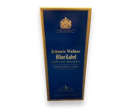 Johnnie Walker - Blue Label Scotch Whiskey. A 750ml sealed unopened bottle. In sealed original packaging. With plastic slip s