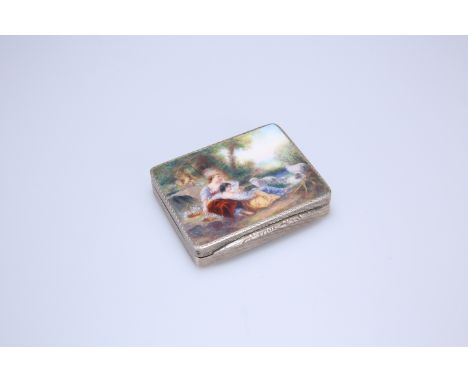 A GEORGE V SILVER AND ENAMEL LADY'S COMBINATION LIPSTICK AND COMPACT, with London import marks for H.C. Freeman Ltd, 1929, of