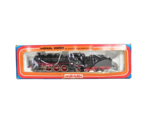 Model Railway - a vintage Marklin Hamo OO gauge trainset steam locomotive, no. 8393 in BR black, '18 478'. Housed within the 