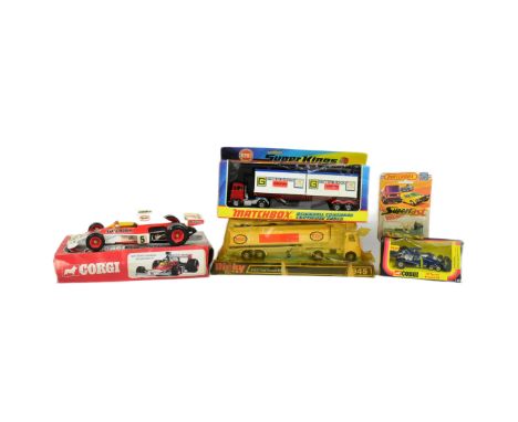Diecast - a collection of x5 assorted vintage diecast models comprising Corgi 191 Texaco Marlboro McLaren M23 F1 with take of