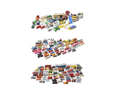 Diecast - a large collection of assorted vintage diecast model cars and other vehicles of various scales and makers to includ