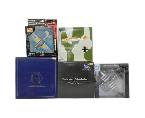 Diecast - a collection of x5 diecast 1/72 scale models of aviation interest comprising; Skymax Models Hawker Tempest, Oxford 