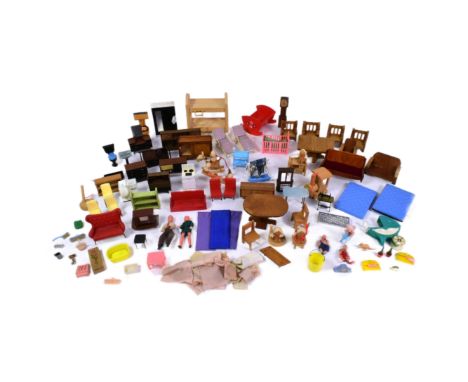 Doll's House Furniture - a large quantity of assorted scale vintage Dolls House furniture. Various designs and makes, includi