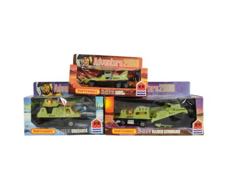 Diecast - x3 vintage 1970s (1976) Lesney made Matchbox ' Adventure 2000 ' boxed diecast models comprising K-2001 Raider Comma