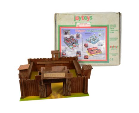 JoyToys - x2 vintage 1970s JoyToys made multi-part wooden slot together model forts comprising Fort Cheyenne and Fort&nbsp;Ch