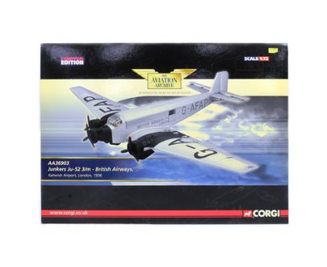 Diecast - a Limited Edition Corgi Aviation Archive 1/72 scale diecast model AA36903&nbsp;Junkers Ju 52 Diecast Model British 