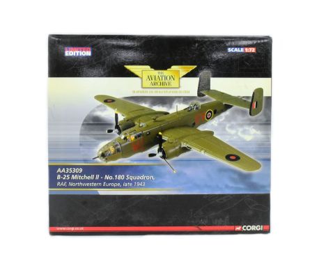 Diecast - a Limited Edition Corgi Aviation Archive 1/72 scale diecast model AA35309 B-25 Mitchell Mk.II RAF No180 Squadron, N