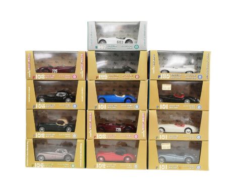 Diecast - a collection of x13 Brumm made (Italy) 1/43 scale boxed diecast model Jaguar cars. Largely 1948 3.4 Litre examples 