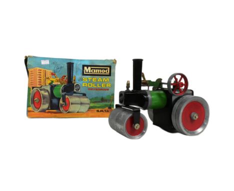 Mamod - a vintage Mamod Reversing Steam Roller No. SR1A. Boxed but lacking funnel and steering rod.